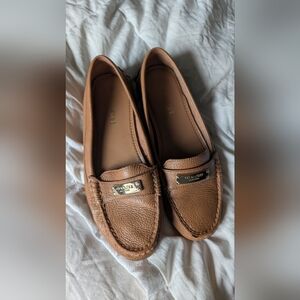 Coach Women’s Brown Pebbled Leather Moccasin Loafers